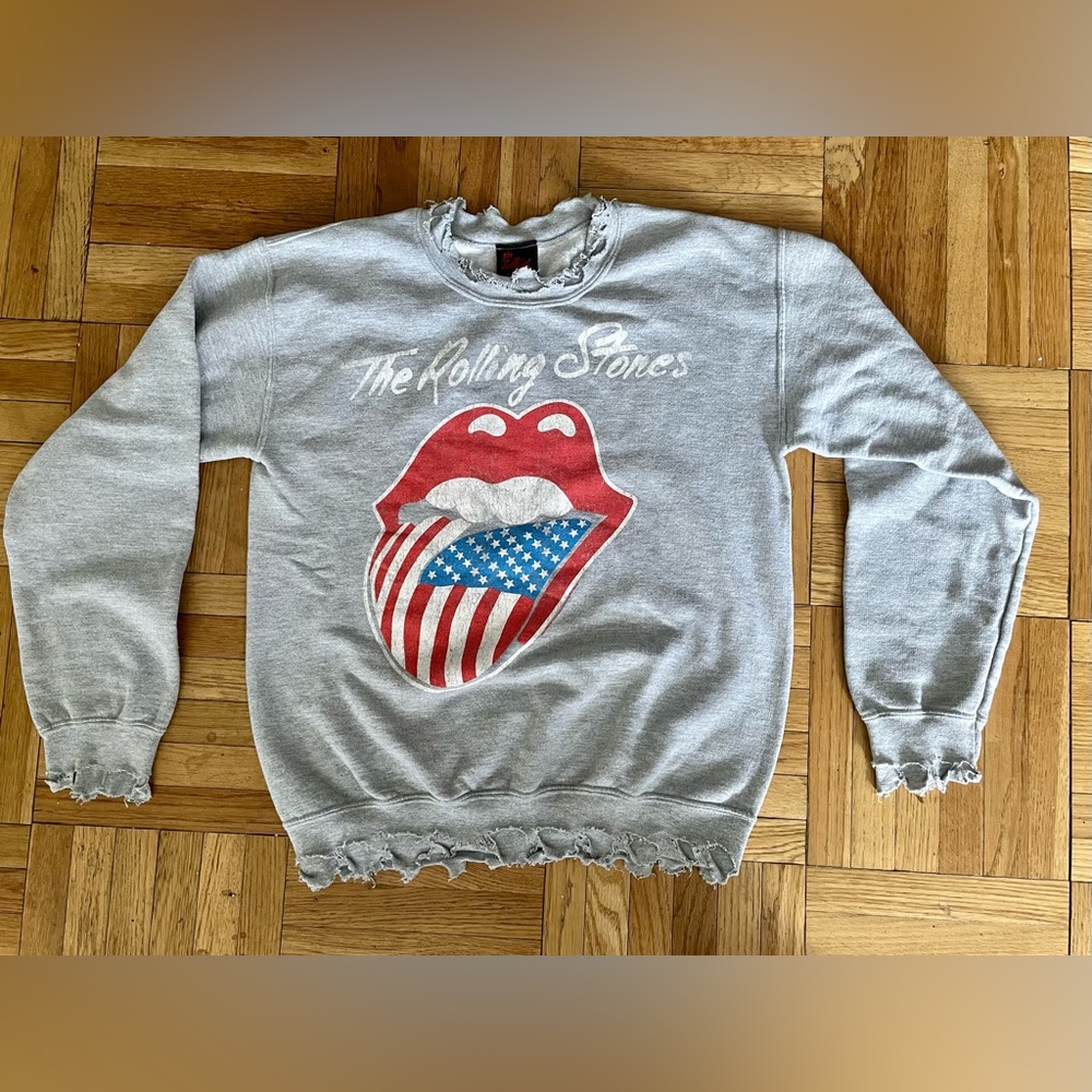 Bravado // The Rolling Stones Distressed Crewneck Sweatshirt - Small - Gray